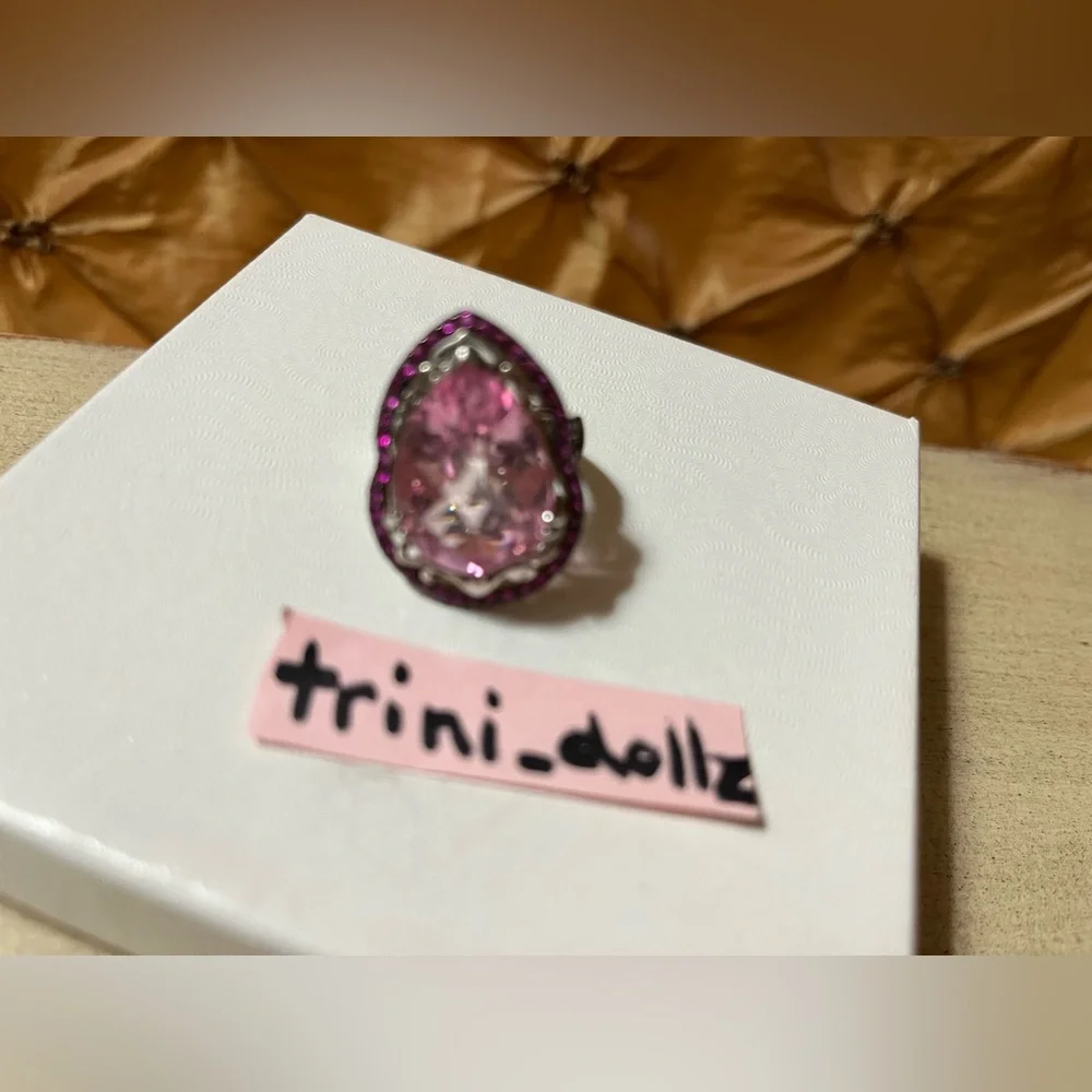 Affinity Gems Kunzite & Pink Sapphire Teardrop Ring, Sterling Silver NWT - Picture 5 of 9